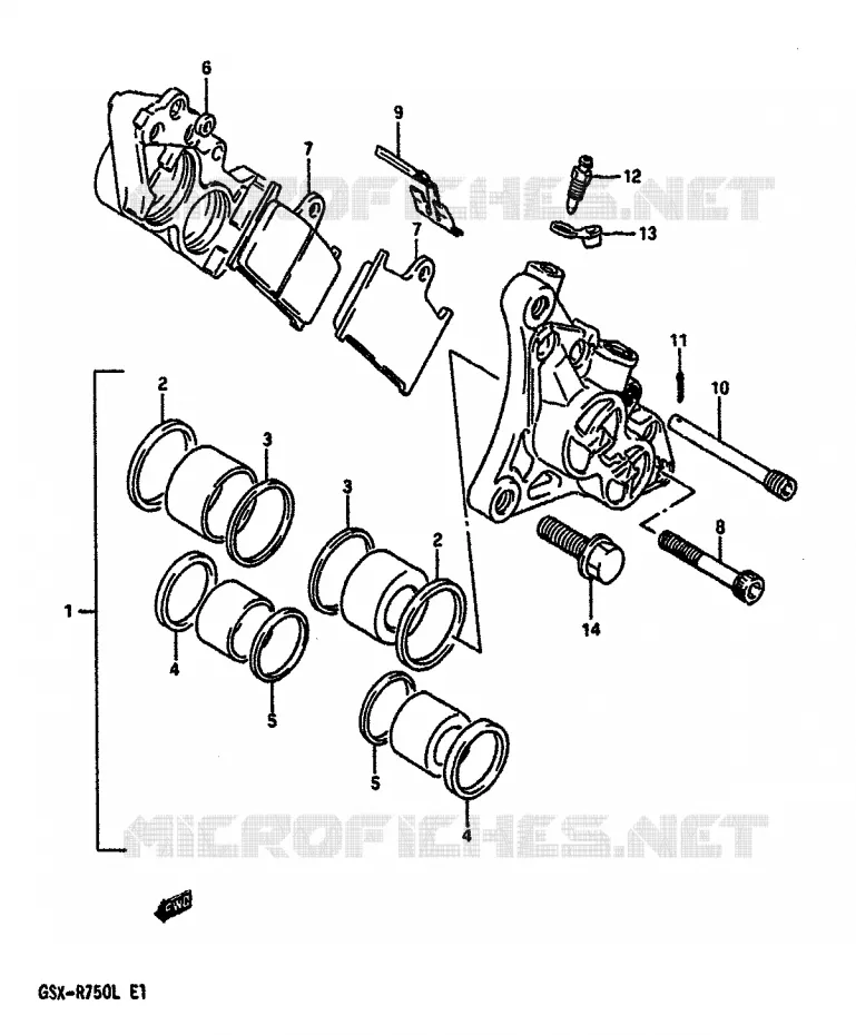 FRONT CALIPER (MODEL L) Suzuki MOTO 750 GSX-R 1988  GSX-R750J(J/K/L)