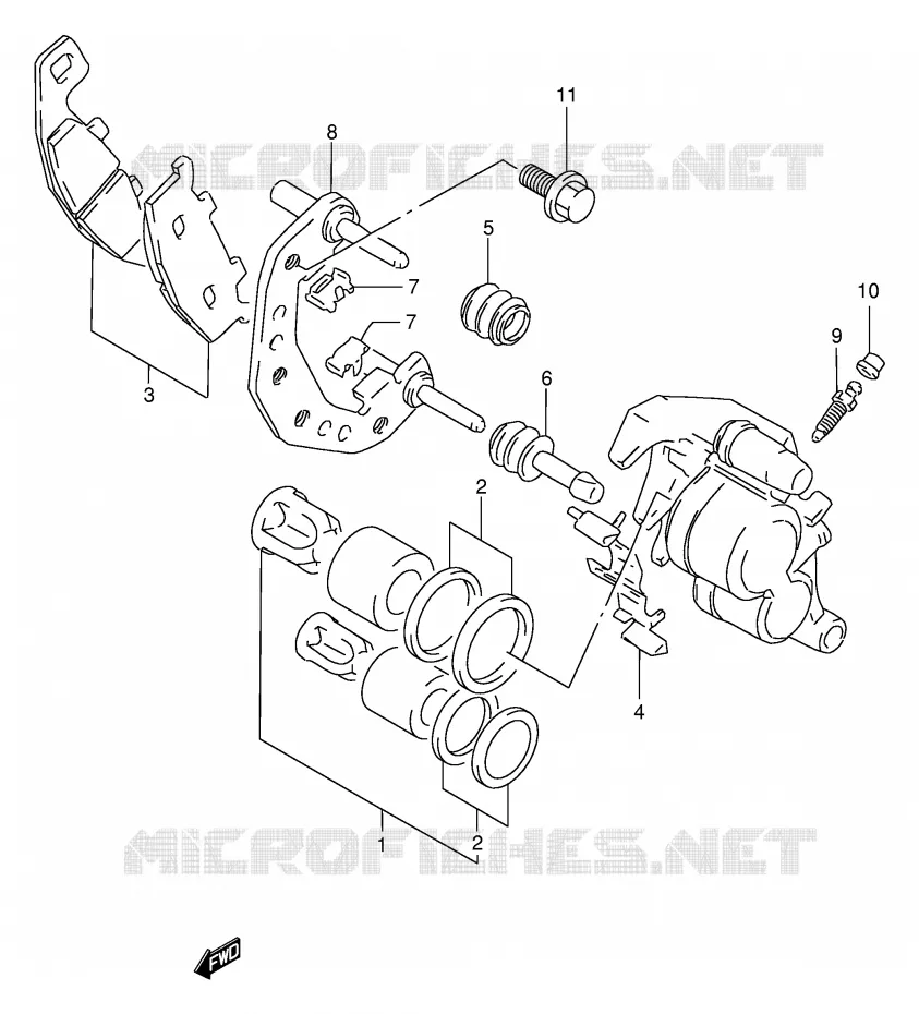 FRONT CALIPER (MODEL N/P/R/T/V) Suzuki MOTO 250 GSX 1997  GSX250FV(E24)