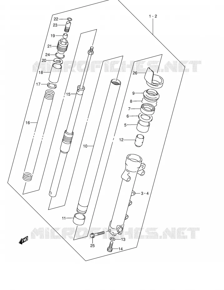 FRONT FORK (GSF1200K1/K2/K3/K4/ZK4/K5/ZK5) Suzuki MOTO 1200 BANDIT 2002  GSF1200K2(E2)