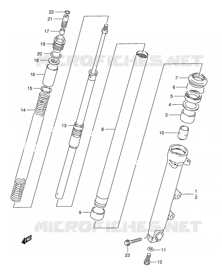 FRONT FORK (GSF1200ST/SV/SW/SX/SY) Suzuki MOTO 1200 BANDIT 1999  GSF1200SX(E28)