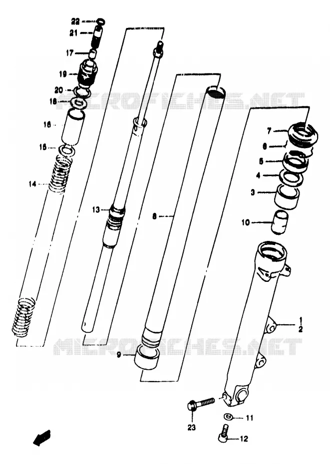 FRONT FORK (GSF1200T/V/W/X/Y/ST/SV/SW/SX/SY) Suzuki MOTO 1200 BANDIT 1998  GSF1200W/GSF1200SW/GSF1200SAW