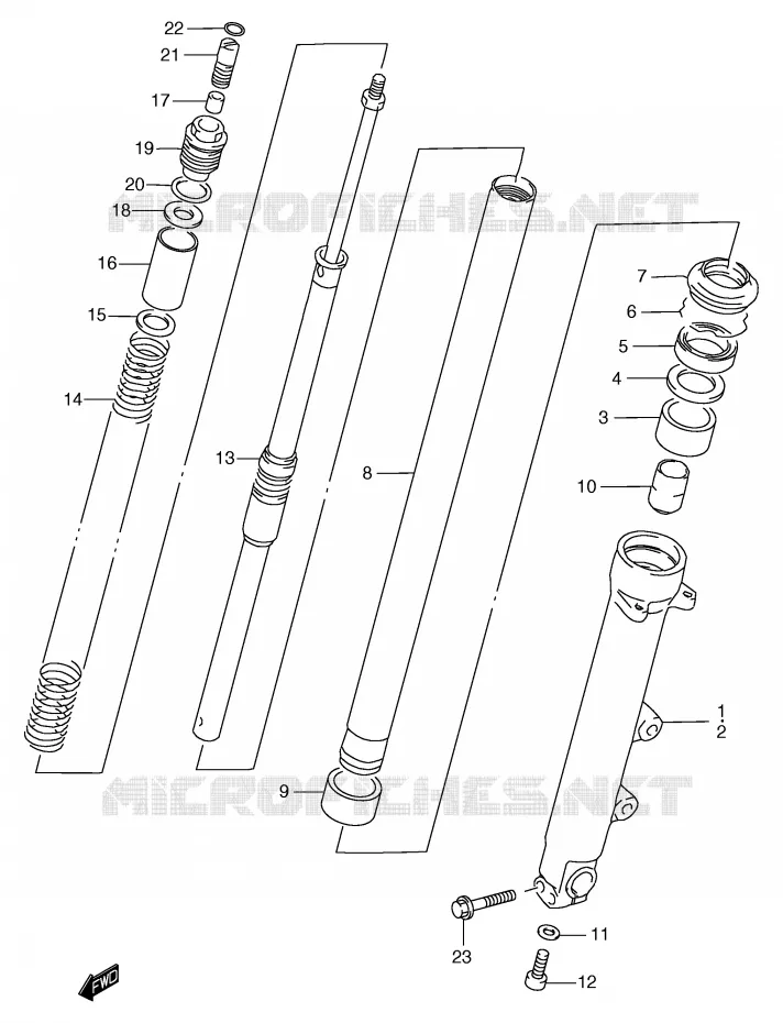 FRONT FORK (GSF1200T/V/W/X/Y/ST/SV/SW/SX/SY) Suzuki MOTO 1200 BANDIT 2000  GSF1200SAY(E2)
