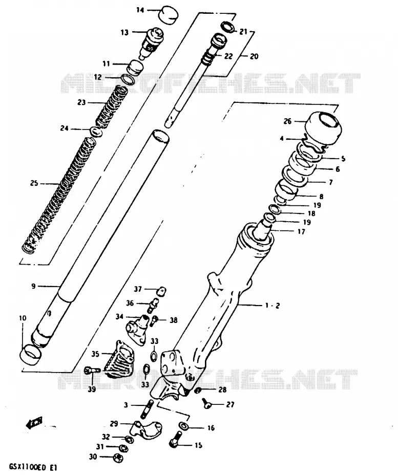 FRONT FORK (GSX1100ESD) Suzuki MOTO 1100 GSX-E 1982  GSX1100EZ(Z/D)