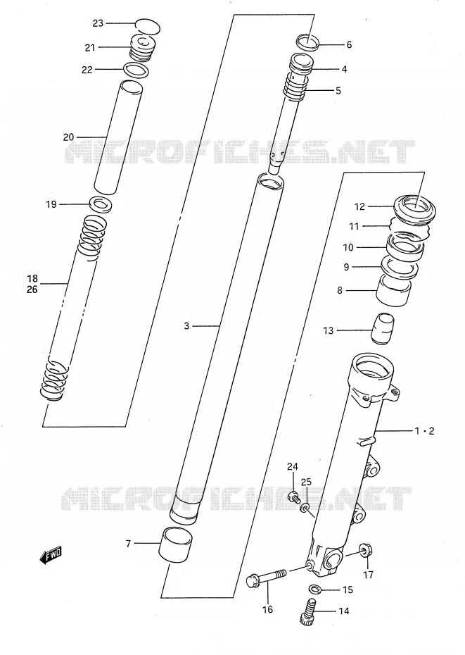 FRONT FORK (MODEL J) Suzuki MOTO 1100 GSX-F 1991  GSX1100FM(E28)