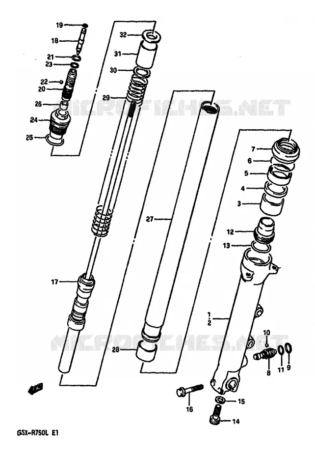 FRONT FORK (MODEL K) Suzuki MOTO 750 GSX-R 1989  GSX-R750K(K/L/M)