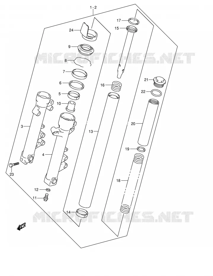 FRONT FORK (MODEL Y/K1/K2) Suzuki MOTO 600 BANDIT 2000  GSF600SUY(E2)