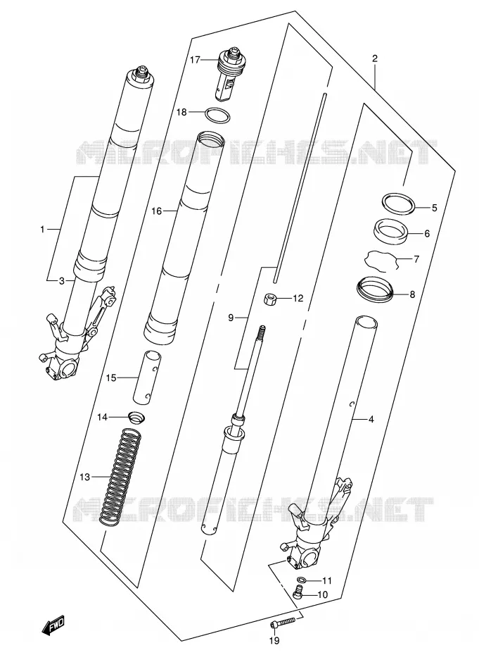 FRONT FORK Suzuki MOTO 1300 HAYABUSA 2007  GSX1300RZK7(E2)