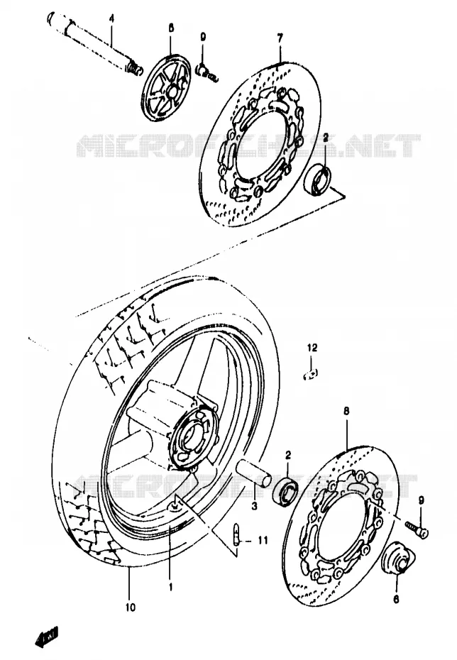 FRONT WHEEL (GSF1200SAV/SAW/SAX/SAY) Suzuki MOTO 1200 BANDIT 1996  GSF1200T/GSF1200ST