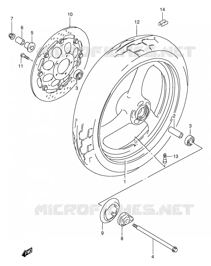 FRONT WHEEL (MODEL M) Suzuki MOTO 250 GSX 1992  GSX250FN(E24)