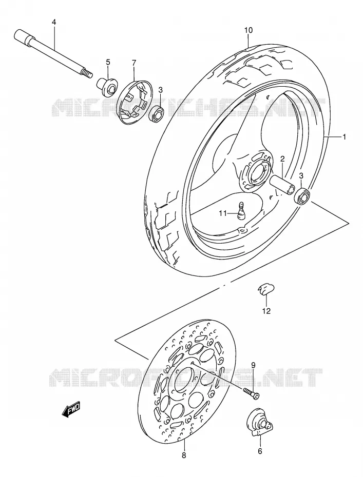 FRONT WHEEL (MODEL N/P/R/T/V) Suzuki MOTO 250 GSX 1991  GSX250FM(E24)