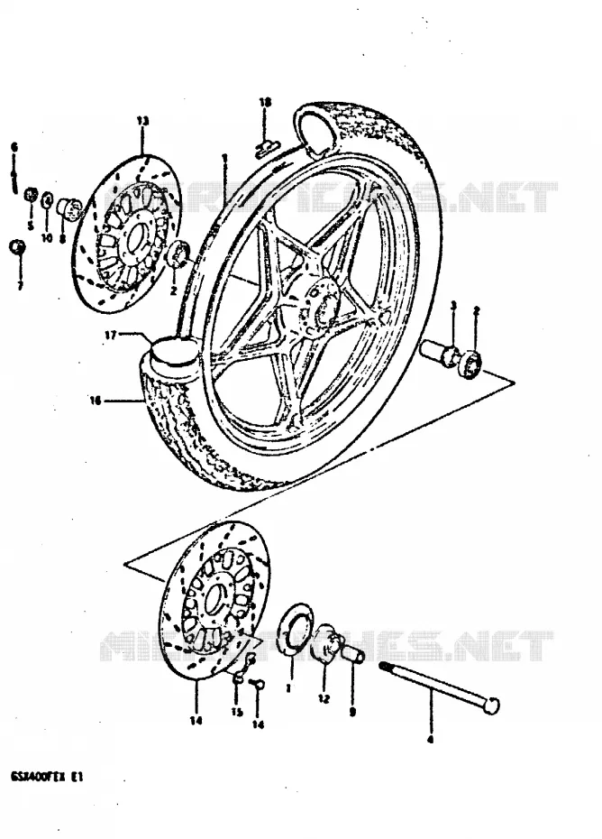 FRONT WHEEL Suzuki MOTO 400 GSX 1981  GSX400FEX