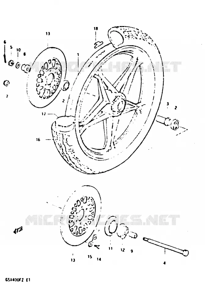 FRONT WHEEL Suzuki MOTO 400 GSX 1982  GSX400FZ(X/Z)