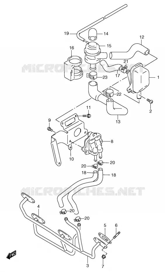 FUEL EVAP SYSTEM (GSF1200SAV/SAW/SAX/SAY E18) Suzuki MOTO 1200 BANDIT 2000  GSF1200Y(E2)