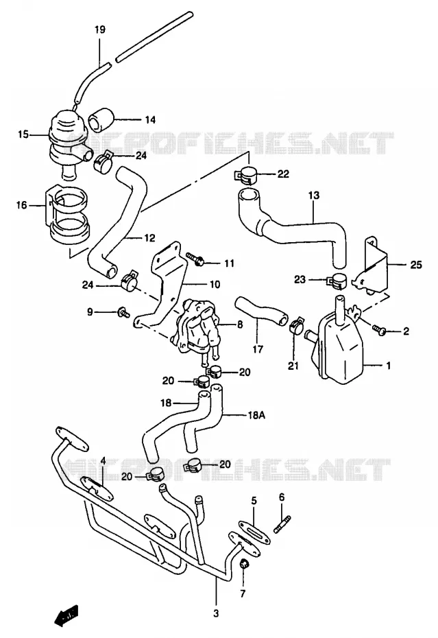 FUEL EVAP SYSTEM (GSF1200W/X/Y E18) Suzuki MOTO 1200 BANDIT 1996  GSF1200T/GSF1200ST