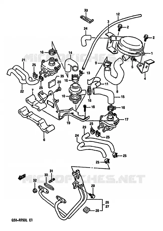 FUEL EVAP SYSTEM (MODEL L E18) Suzuki MOTO 750 GSX-R 1988  GSX-R750J(J/K/L)