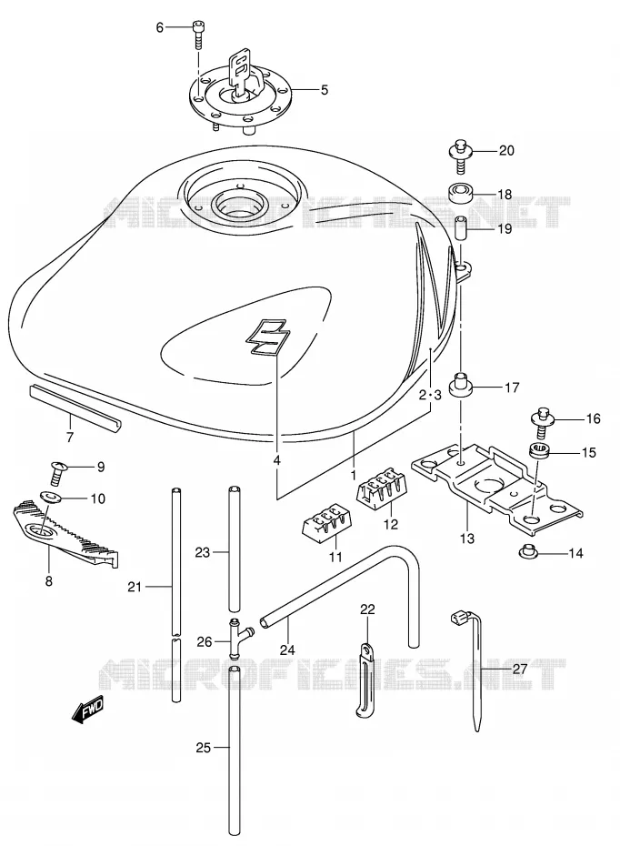 FUEL TANK (GSF600ZK4) Suzuki MOTO 600 BANDIT 2002  GSF600K2(E2)