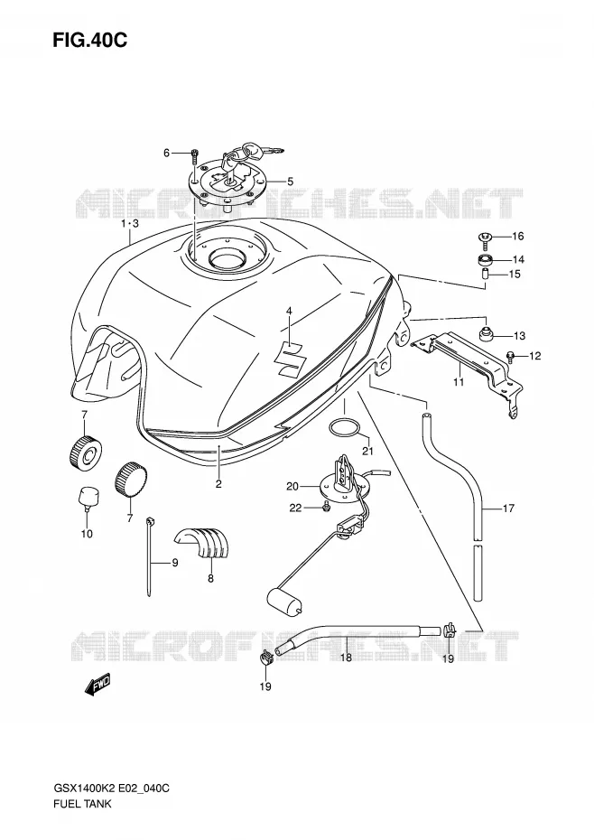 FUEL TANK (MODEL K5) Suzuki MOTO 1400 GSX 2003  GSX1400K3(E2)