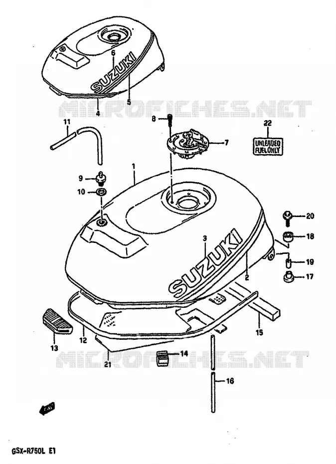 FUEL TANK (MODEL L) Suzuki MOTO 750 GSX-R 1988  GSX-R750J(J/K/L)