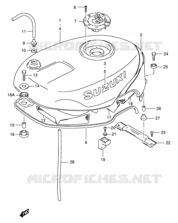 FUEL TANK (MODEL P/R) Suzuki MOTO 400 GSX-R 1993  GSX-R400RP(E30)