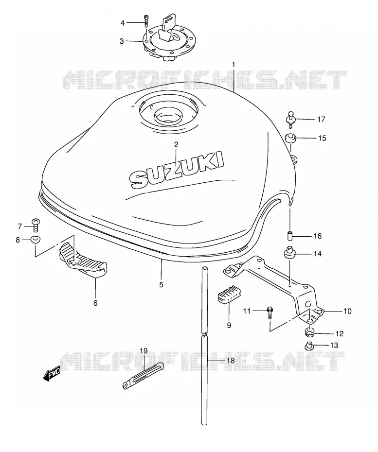 FUEL TANK (MODEL T/V) Suzuki MOTO 1200 BANDIT 1998  GSF1200SW(E28)