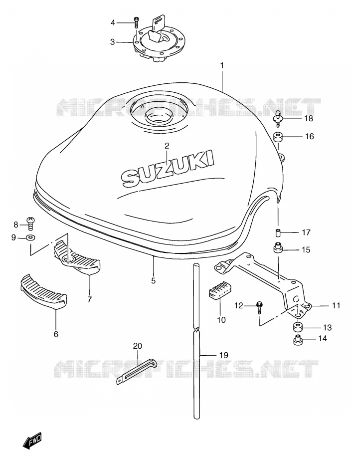 FUEL TANK (MODEL T/V) Suzuki MOTO 1200 BANDIT 2000  GSF1200SY(E2)