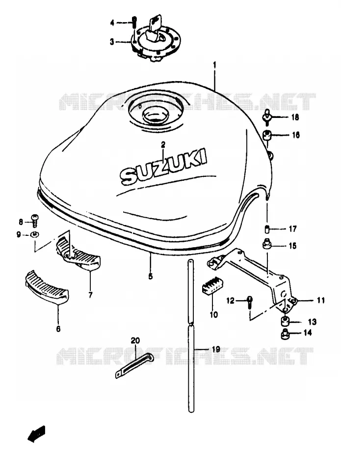 FUEL TANK (MODEL T/V) Suzuki MOTO 1200 BANDIT 2000  GSF1200SY(T/V/W/X/Y)