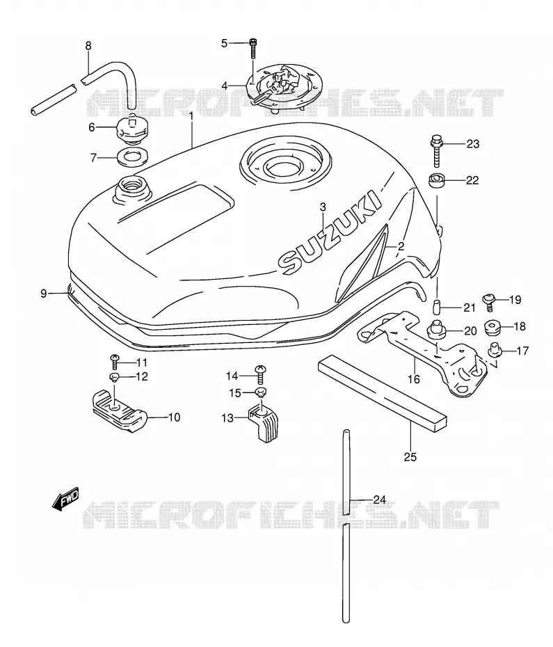 FUEL TANK (MODEL V/W) Suzuki MOTO 1100 GSX-R 1993  GSX-R1100WP(E28)