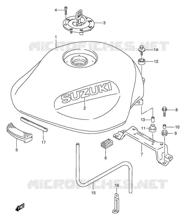 FUEL TANK (MODEL V/W/X) Suzuki MOTO 600 BANDIT 1999  GSF600X/GSF600SX/GSF600UX/GSF600SUX