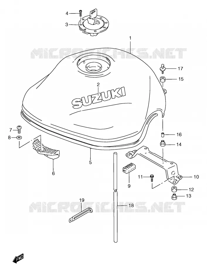 FUEL TANK (MODEL W/X) Suzuki MOTO 1200 BANDIT 1999  GSF1200SX(E2)