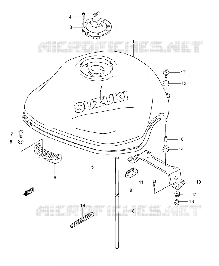 FUEL TANK (MODEL W/X) Suzuki MOTO 1200 BANDIT 2000  GSF1200SY(E28)