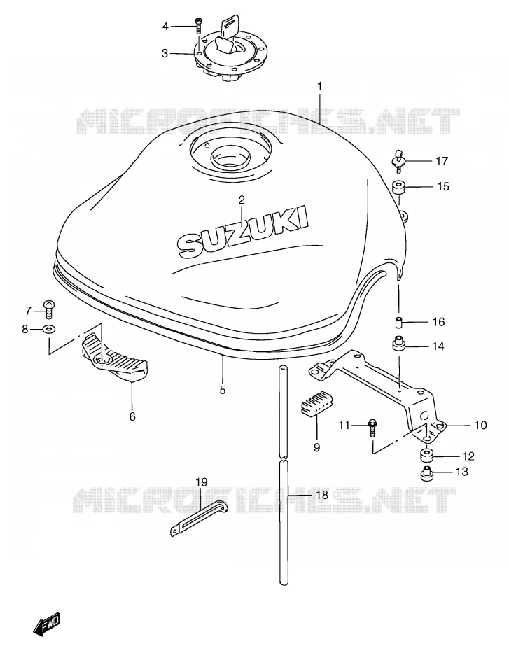 FUEL TANK (MODEL Y) Suzuki MOTO 1200 BANDIT 1996  GSF1200T(E2)