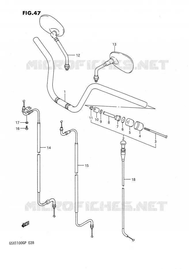 HANDLEBAR Suzuki MOTO 1100 GSX-G 1993  GSX1100GP(E28)