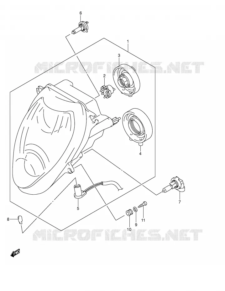 HEADLIGHT (E2) Suzuki MOTO 1300 HAYABUSA 2004  GSX1300RK4(E2)
