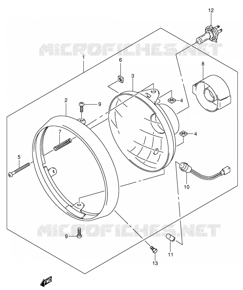 HEADLIGHT (GSF1200K1/K2/K3/K4/ZK4/K5/ZK5) Suzuki MOTO 1200 BANDIT 2004  GSF1200ZK4(E2)