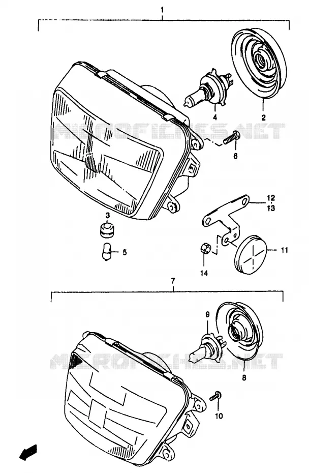 HEADLIGHT (GSF1200ST/SV/SW/SX/SY/SAV/SAW/SAX/SAY) Suzuki MOTO 1200 BANDIT 1996  GSF1200ST(T/V/W/X/Y)