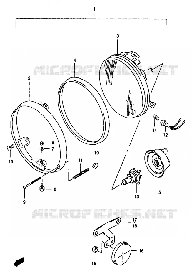 HEADLIGHT (GSF1200T/V/W/X/Y) Suzuki MOTO 1200 BANDIT 2000  GSF1200SAY(T/V/W/X/Y)