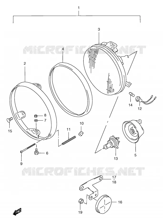 HEADLIGHT (GSF1200T/V/W/X/Y) Suzuki MOTO 1200 BANDIT 2000  GSF1200Y(E2)