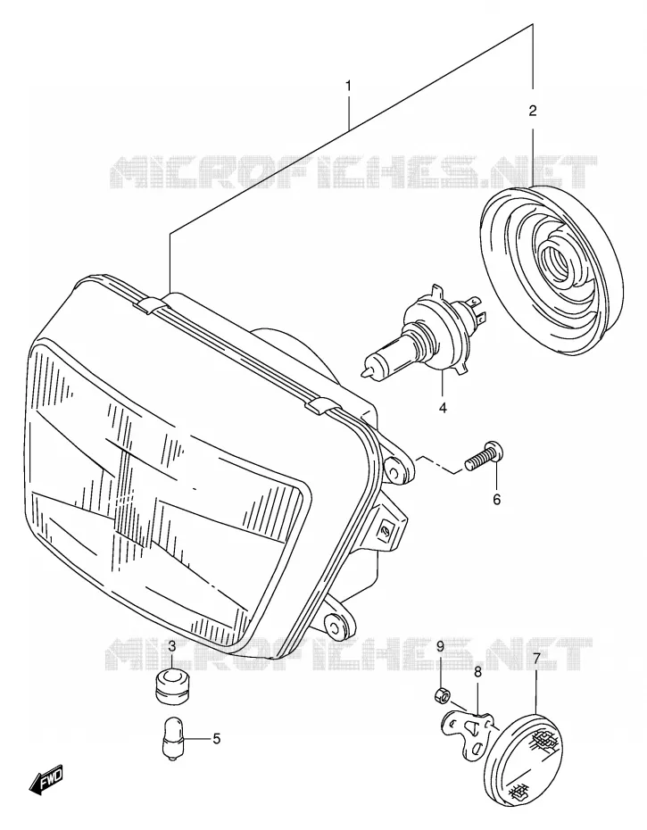 HEADLIGHT (GSF600ST/SV/SW/SX/SUT/SUV/SUW/SUX) Suzuki MOTO 600 BANDIT 1995  GSF600US(E2)