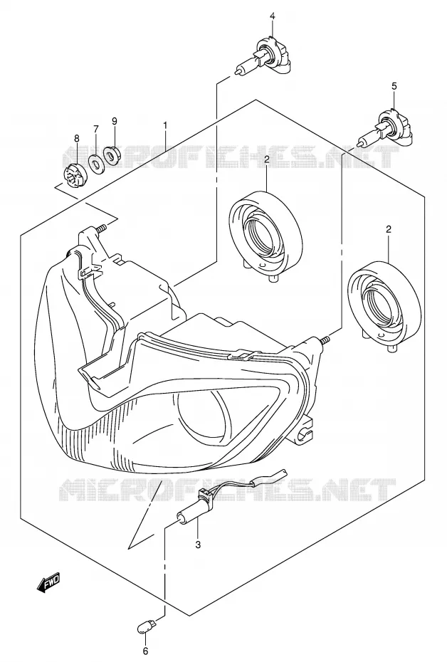 HEADLIGHT (NOTE) Suzuki MOTO 600 BANDIT 2001  GSF600SK1(E2)
