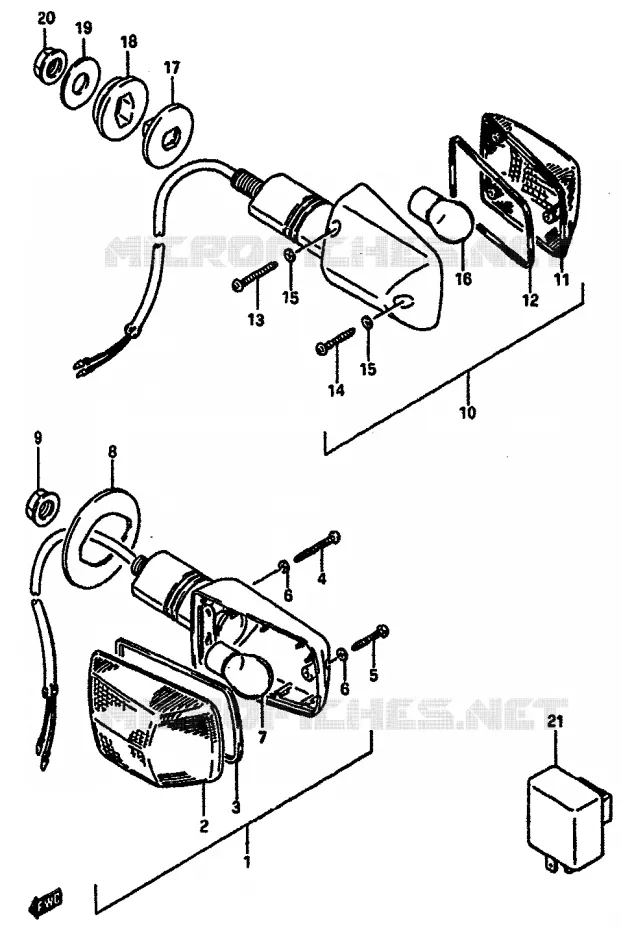INDICATORS (E1,E6,E24) Suzuki MOTO 750 GSX-R 1986  GSX-750G(F/G/H) E34