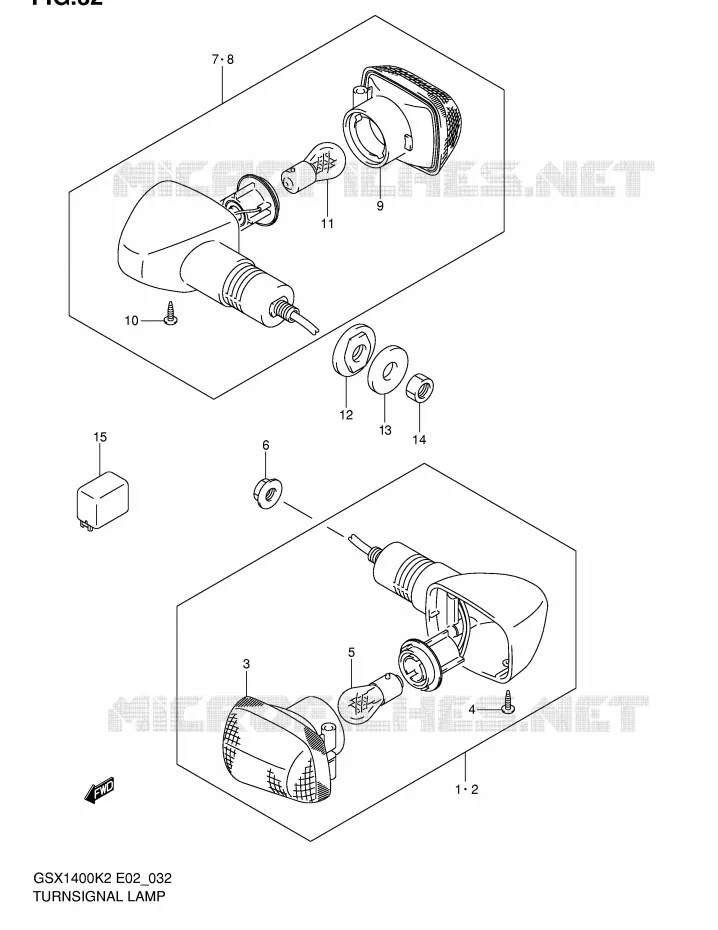 INDICATORS (E2,E19) Suzuki MOTO 1400 GSX 2002  GSX1400U1K2(E2)