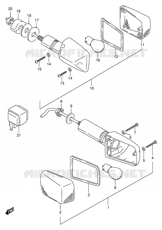INDICATORS (MODEL T/V/W/X E17) Suzuki MOTO 600 BANDIT 1998  GSF600SUW(E2)