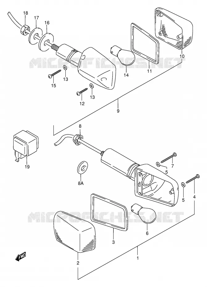 INDICATORS (MODEL T/V/W/X) Suzuki MOTO 600 BANDIT 1999  GSF600X/GSF600SX/GSF600UX/GSF600SUX