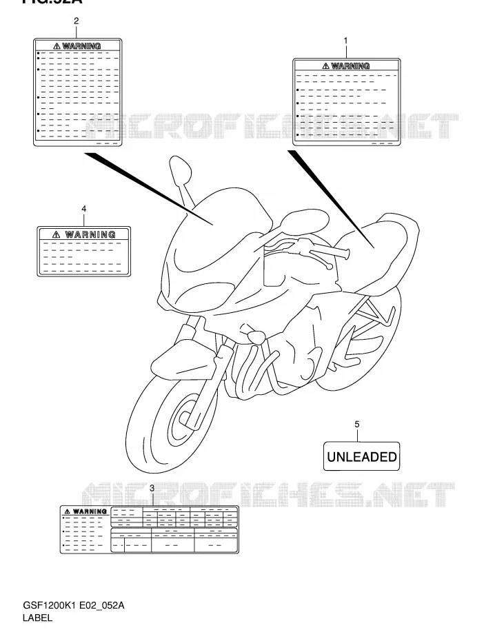 LABEL (MODEL K2/K3/K4) Suzuki MOTO 1200 BANDIT 2002  GSF1200K2(E2)