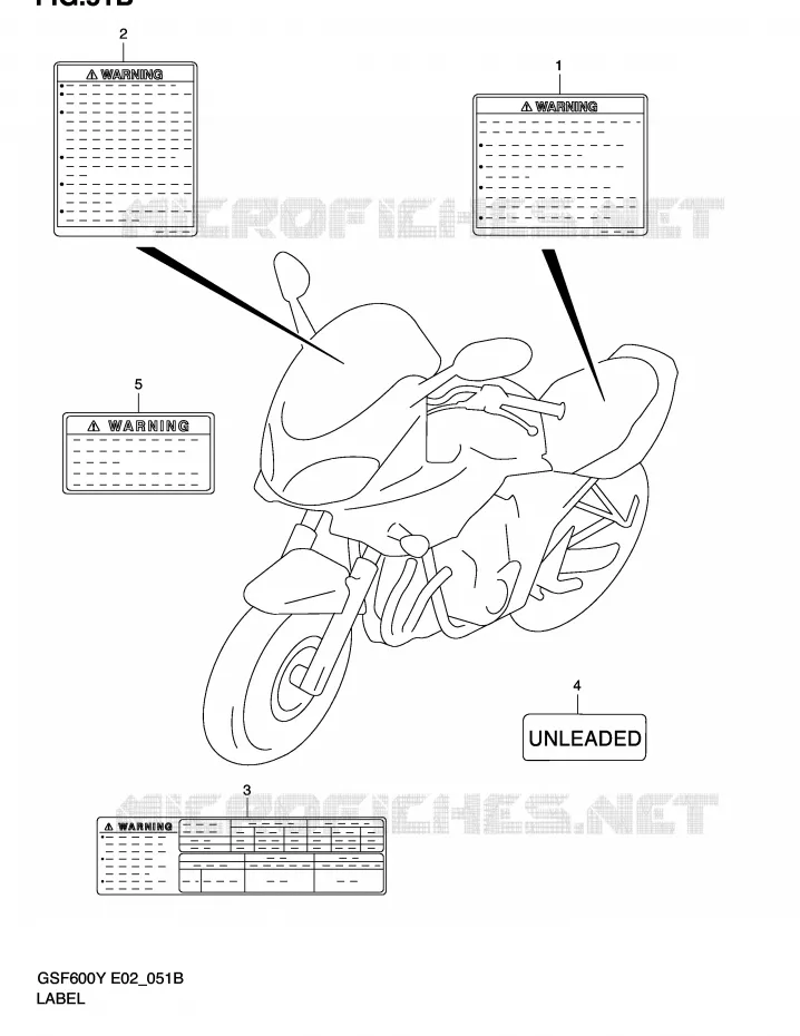 LABEL (MODEL K2) Suzuki MOTO 600 BANDIT 2003  GSF600K3(E2)