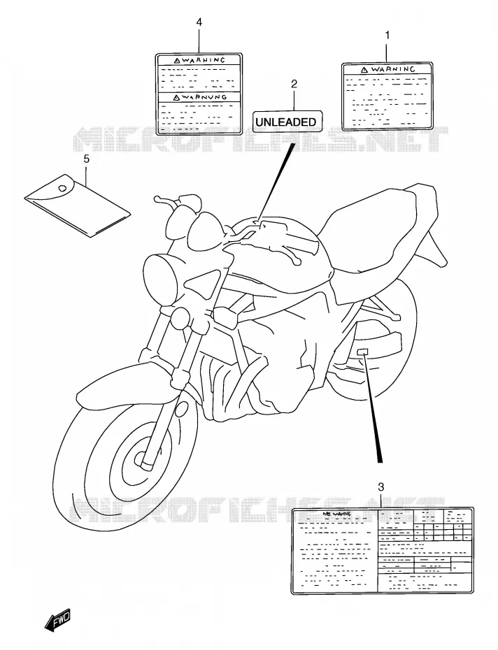 LABEL (MODEL T/V/W/X) Suzuki MOTO 1200 BANDIT 2000  GSF1200SY(E2)