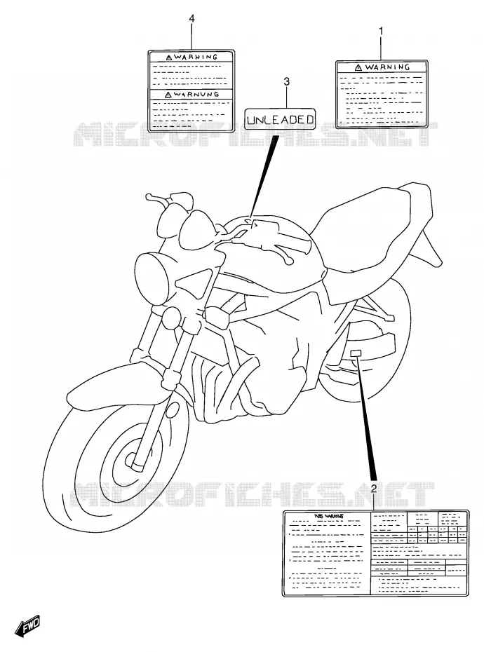 LABEL (MODEL T/V/W/X) Suzuki MOTO 600 BANDIT 1998  GSF600W(E2)
