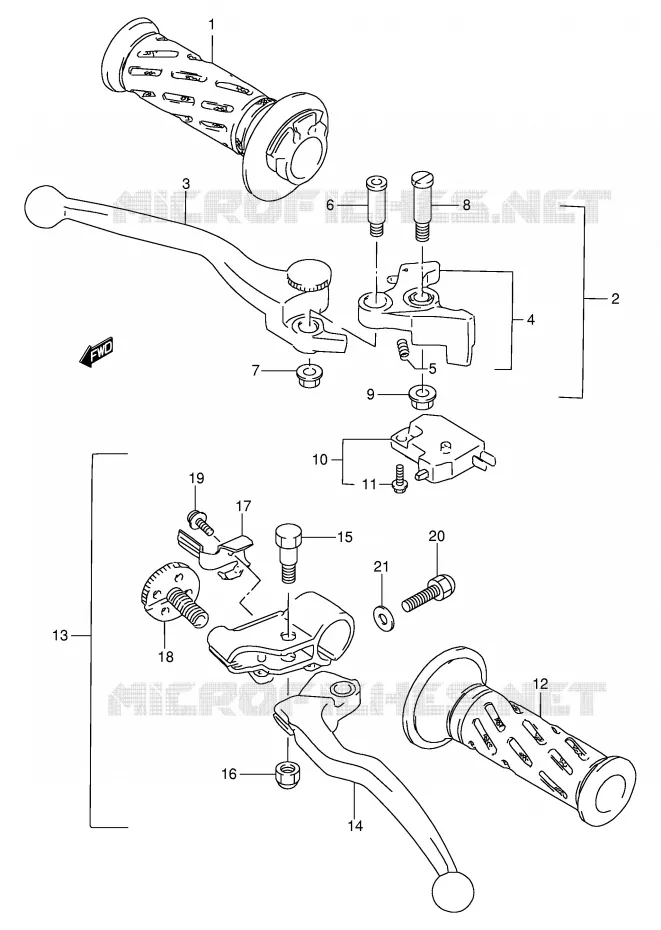 LEVERS - HANDGRIPS Suzuki MOTO 250 GSX 1994  GSX250FR(E24)
