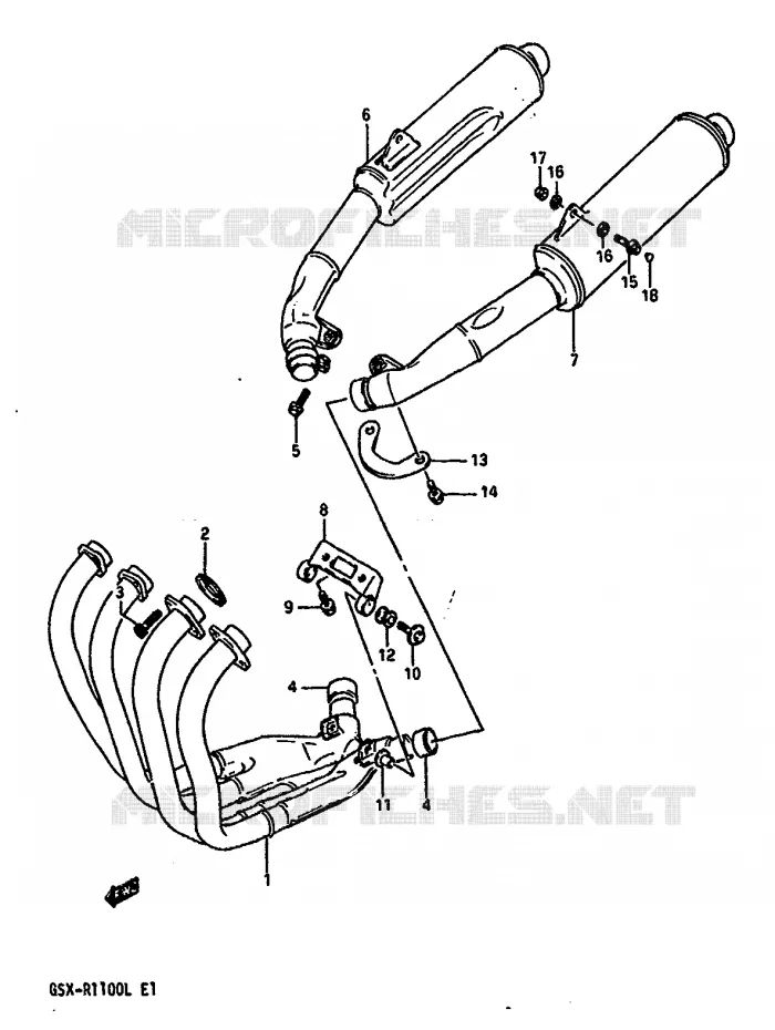 MUFFLER Suzuki MOTO 1100 GSX-R 1990  GSX-R1100L(K/L)