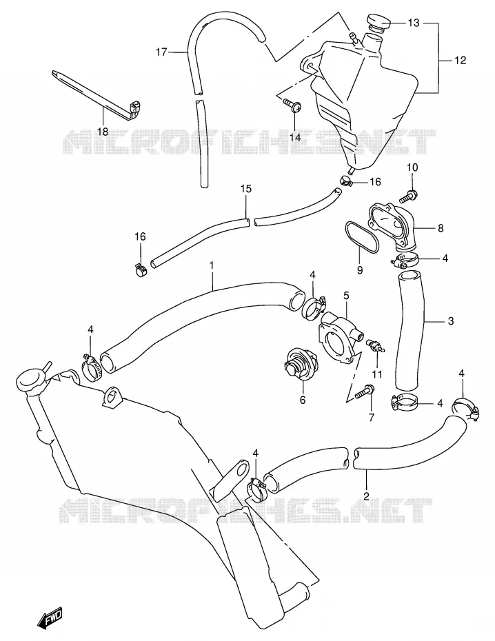 RADIATOR HOSE - EXPANSION TANK (MODEL T/V) Suzuki MOTO 750 GSX-R 1996  GSX-R750T(E2)